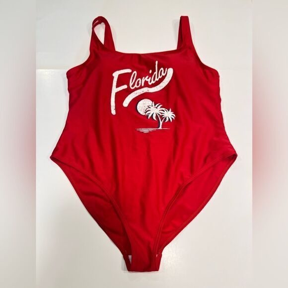 Creative Apparel Florida One-Piece Swimsuit Red Size L - Picture 1 of 6